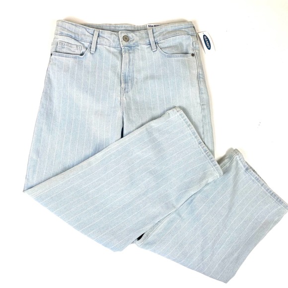 Old Navy Denim - Old Navy High Rise Slim Wide Leg Stripe Jean Size 6 NWT